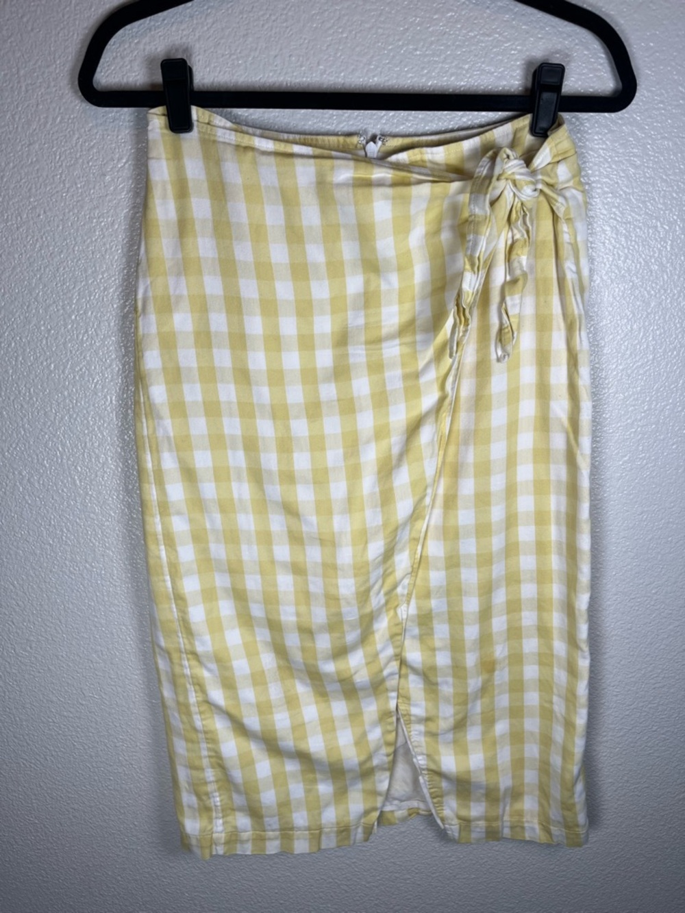 Madewell Sarong Midi Wrap Skirt Yellow & White Gingham Tie-Waist Women’s 6 - Picture 3 of 12